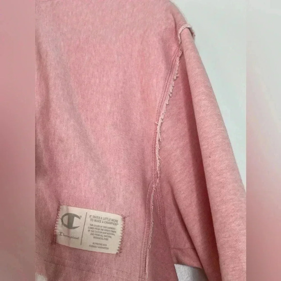 CHAMPION Vintage Reverse Weave Natural State Cropped Oversized Hoodie Pink Sz S - Picture 8 of 16